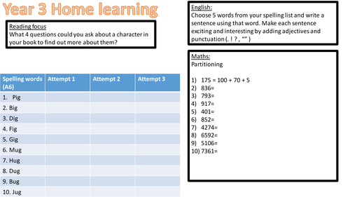 year 3 summer term homework