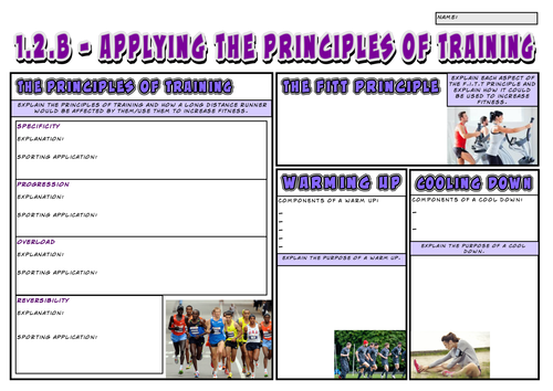 OCR GCSE PE 9-1 (2016) 1.2.b - Applying the Principles of Training A3 Revision Mat/Mindmap