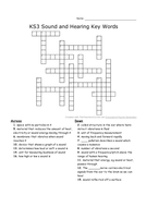 KS3 Physics Sound and Hearing: Worksheets Test Questions Crossword