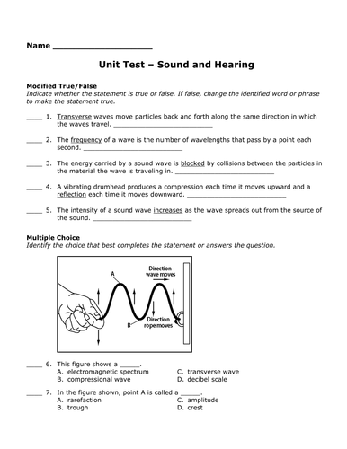 KS3 Sound and Hearing Worksheets Crossword Homework Quiz Mind Map