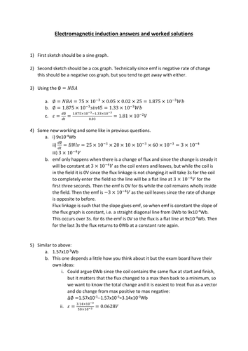 Answers and worked solutions to the A-level Induction Booklet