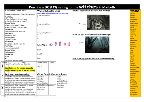 Macbeth: descriptive writing inspired by Act 1 Scene 1 Updated 2022