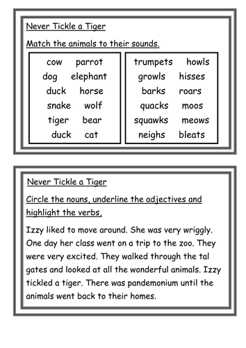 Never Tickle a Tiger Literacy Worksheets | Teaching Resources