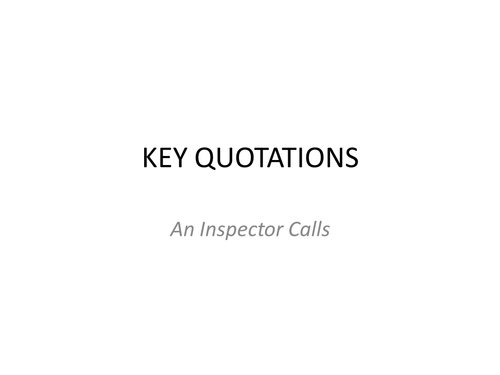 An Inspector Calls Key Quotes