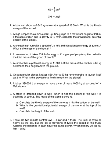 ke and gpe questions and answers | Teaching Resources
