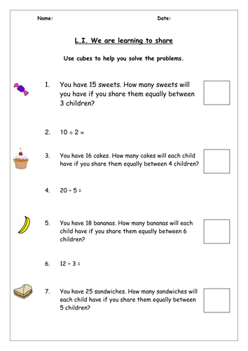 Division as sharing for Year 1 (Mixed ability)