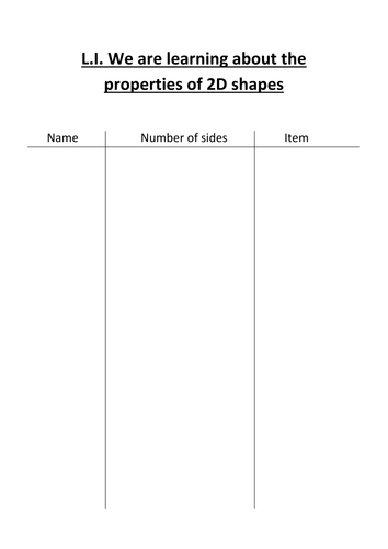 Year 3 Homework - 3D and 2D shapes