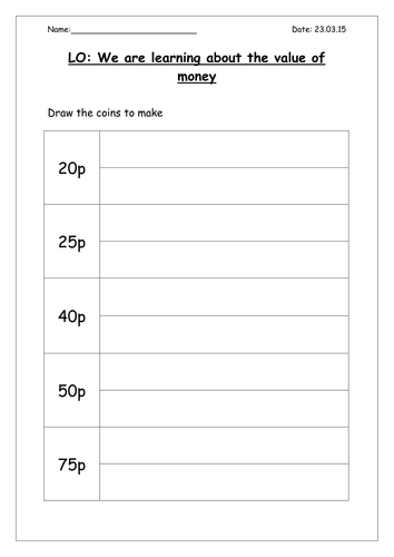 year 1 differentiated money worksheets teaching resources