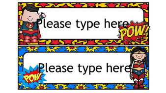 Superhero Tray Labels Teaching Resources