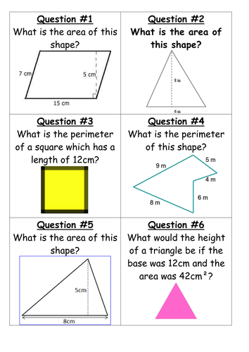 year 6 sats revision area and perimeter treasure hunt teaching