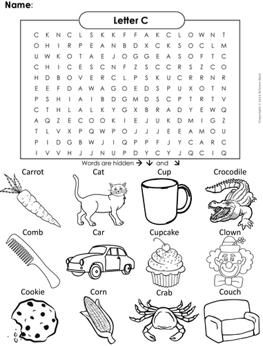 The Letter C Word Search | Teaching Resources