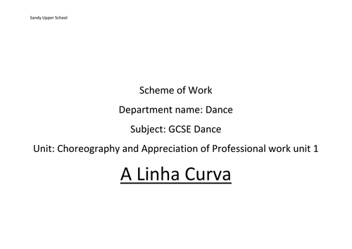 AQA GCSE Dance A Linha Curva Lesson Plans and SOW