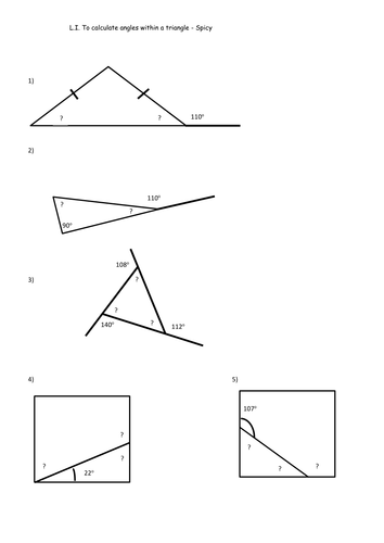 calculating missing angle year 6 with 4 levels of differentiation