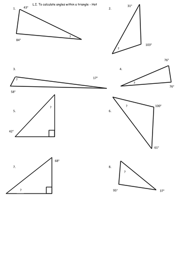 calculating missing angle year 6 with 4 levels of differentiation