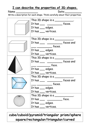 identifying properties of basic 3D shapes | Teaching Resources