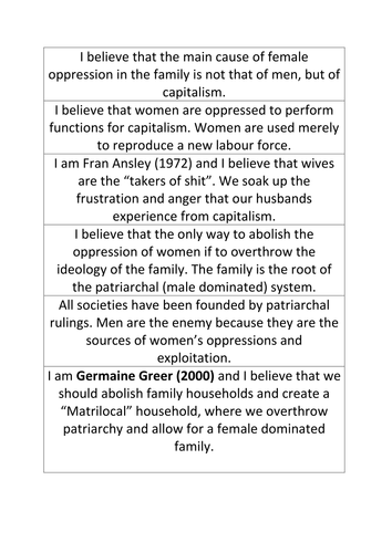 Marxism and Feminism on the Family - AS Sociology AQA resource pack ...
