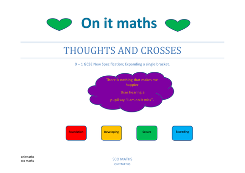 Expanding a single bracket thoughts and crosses