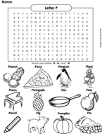 The Letter P Word Search | Teaching Resources