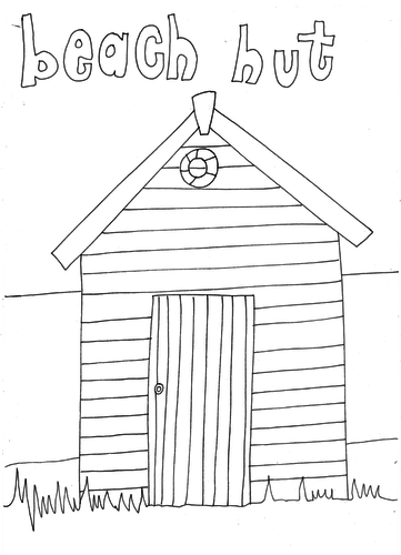 Beach Hut Colouring Page | Teaching Resources