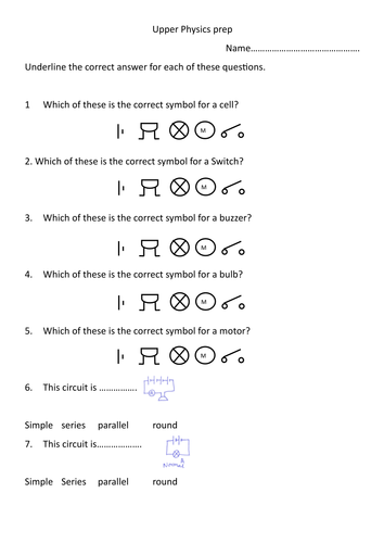 Basic circuits multiple choice test