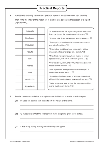 science research worksheet