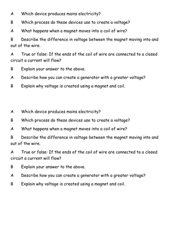 Generators and transformers KS4 | Teaching Resources