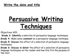 Analysing Persuasive Writing. GCSE English Language. Edexcel (Paper 2 ...