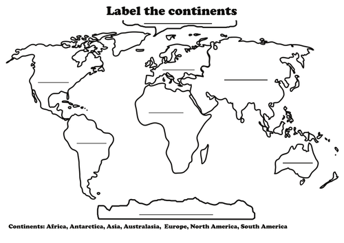 Label the continents | Teaching Resources