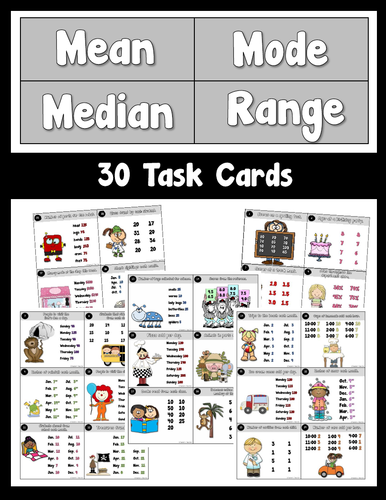 Mean Median Mode Range Task Cards | Teaching Resources