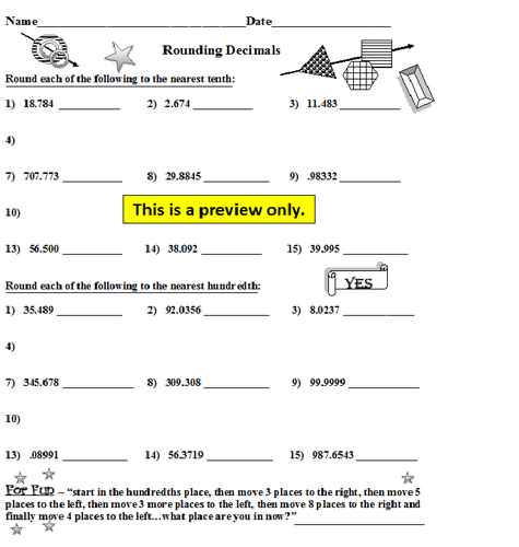 Rounding Decimals (3 Worksheets) | Teaching Resources