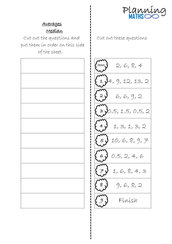 Averages median worksheet