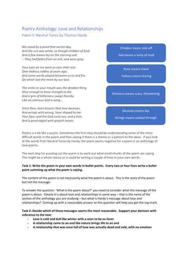 AQA English Literature Anthology Neutral Tones