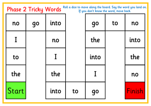 Tricky Words Board Game A4 Game Mats Phonicsletters And Sounds