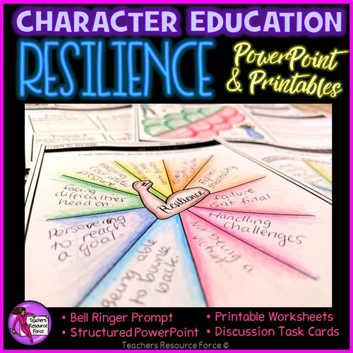 Resilience Values Lesson: Character Education PSHE (PowerPoint, Task Cards & Printables)