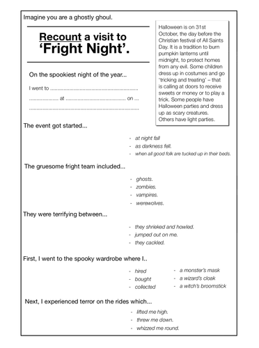 Fright Night: Write An Article (And More) (SATS And 11+ Essential ...