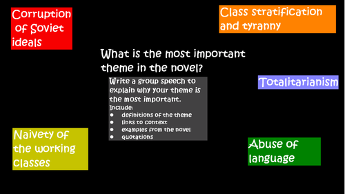 Themes in Animal Farm. Differentiated carousel activity to push more able students