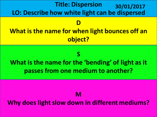 New KS3 Exploring Science - Year 8 - Light - L5 Dispersion