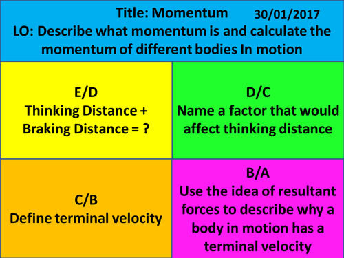 NEW KS4 AQA 2016 - Physics - Chapter 1 - Energy - Momentum