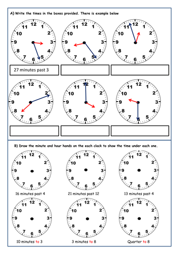 Time Worksheets And Homework Task For Year 3 