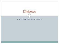 Diabetes Independent Study Task | Teaching Resources