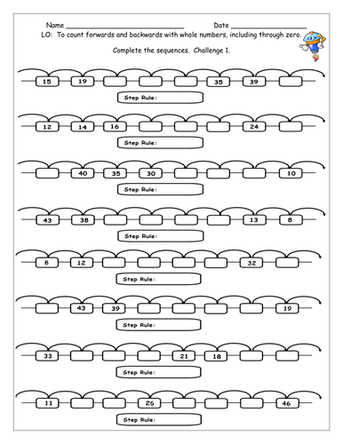 ks2 y5 negative numbers and sequences worksheets and