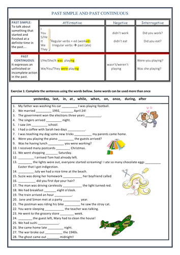 Past Continuous vs Past Simple (Affirmative, Interrogative, Negative ...