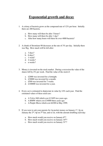 Exponential Growth and Decay GCSE Maths Revision | Teaching Resources