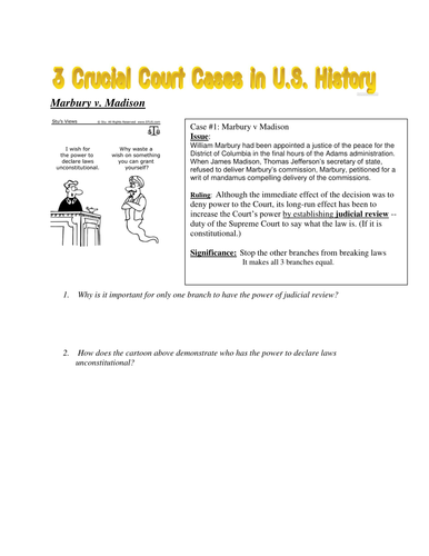 Three Crucial Court Cases Teaching Resources