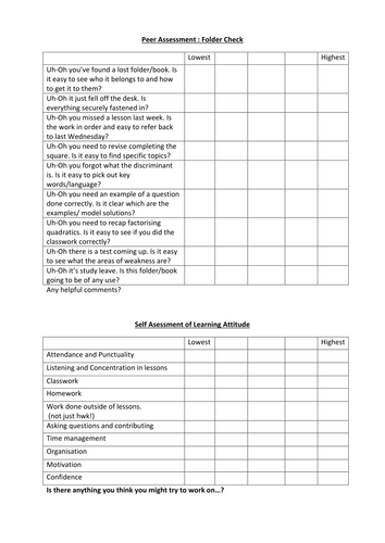 Organisation - Peer Assessment of Files -  Folder Checks