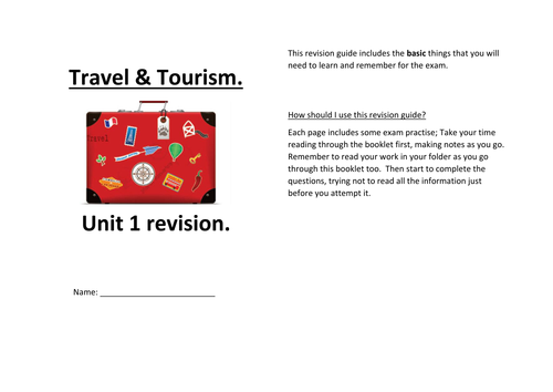 BTEC Travel and Tourism Unit 1 revision | Teaching Resources