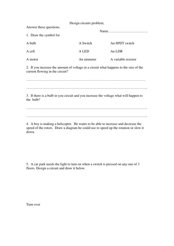 Circuit design problems test