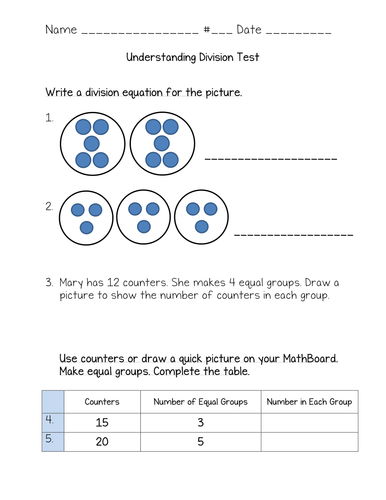 Understanding Division Test (Go Math Chapter 6 3Rd Grade) | Teaching Resources