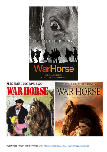 Michael Morpurgo - War Horse - 7 sessions of Guided Reading / Whole class activities