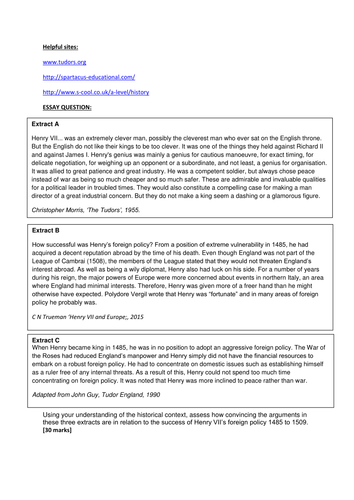 NEW AQA A Level History: The Tudors (Henry VII lessons and essays ...
